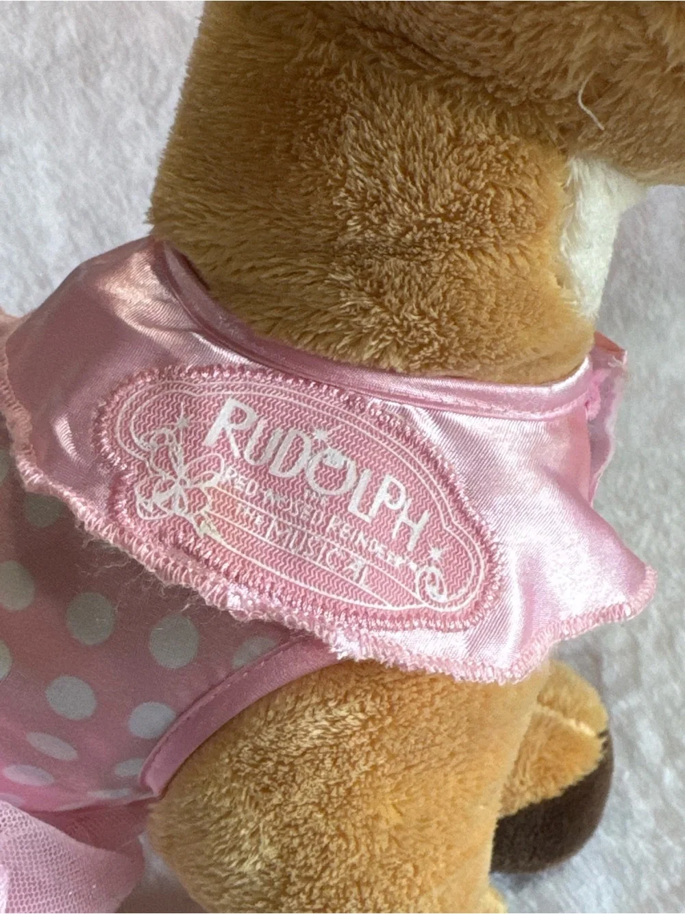 Tan Plush Fawn in Pink Dress - Soft Stuffed Deer Toy Clarice
